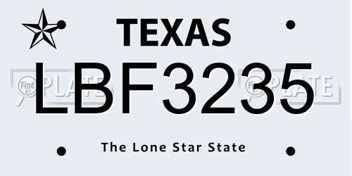 LBF3235 Texas License Plate
