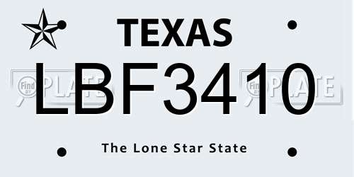 LBF3410 Texas License Plate