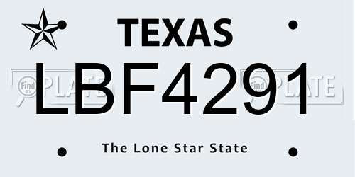 LBF4291 Texas License Plate
