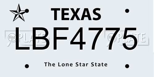 LBF4775 Texas License Plate