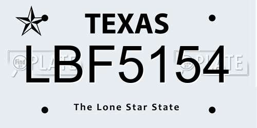 LBF5154 Texas License Plate
