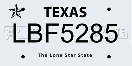 LBF5285 Texas License Plate