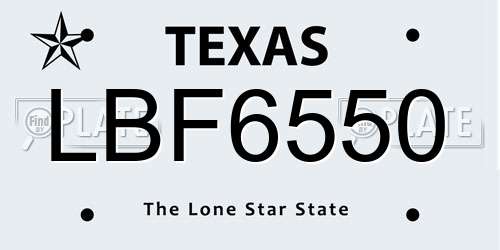 LBF6550 Texas License Plate