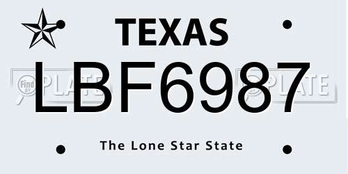 LBF6987 Texas License Plate