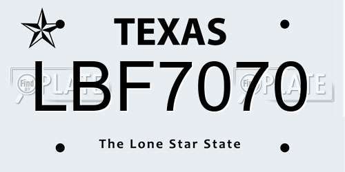 LBF7070 Texas License Plate