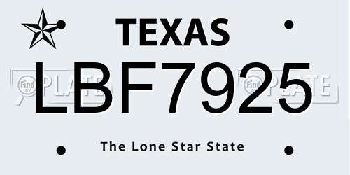 LBF7925 Texas License Plate