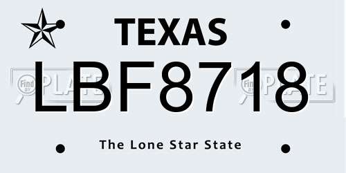 LBF8718 Texas License Plate