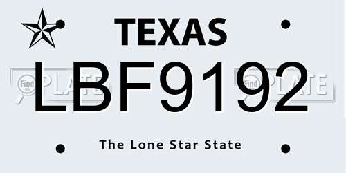 LBF9192 Texas License Plate