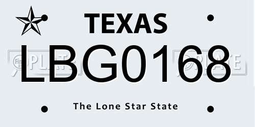 LBG0168 Texas License Plate