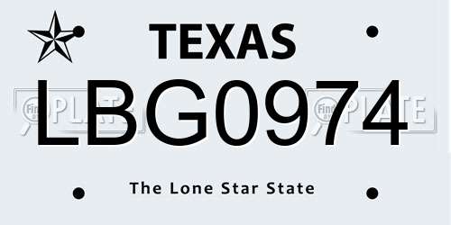 LBG0974 Texas License Plate