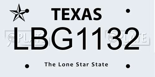 LBG1132 Texas License Plate