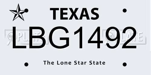 LBG1492 Texas License Plate