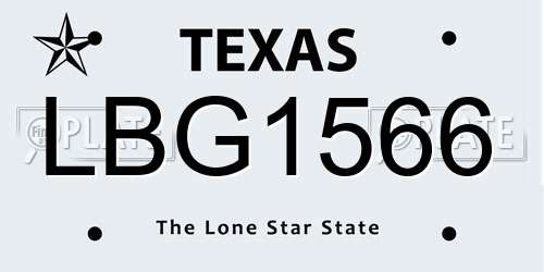 LBG1566 Texas License Plate