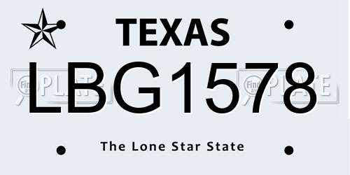 LBG1578 Texas License Plate