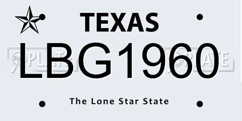 LBG1960 Texas License Plate