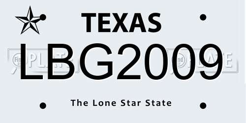 LBG2009 Texas License Plate