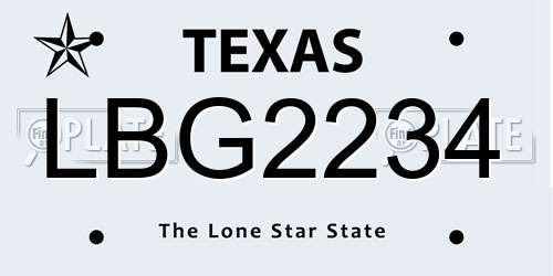 LBG2234 Texas License Plate