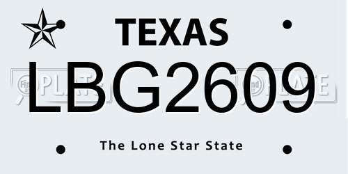 LBG2609 Texas License Plate
