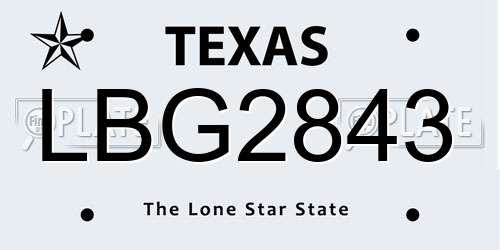 LBG2843 Texas License Plate