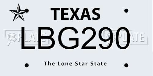 LBG290 Texas License Plate