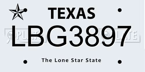 LBG3897 Texas License Plate
