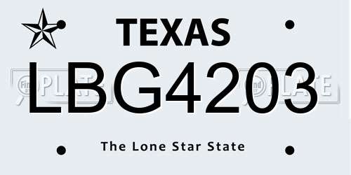 LBG4203 Texas License Plate