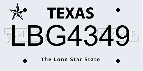 LBG4349 Texas License Plate