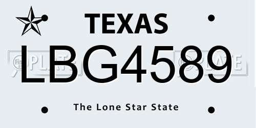 LBG4589 Texas License Plate