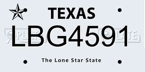LBG4591 Texas License Plate