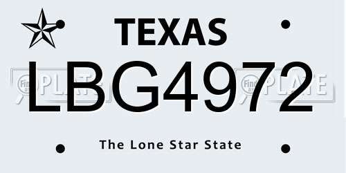 LBG4972 Texas License Plate