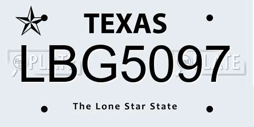 LBG5097 Texas License Plate