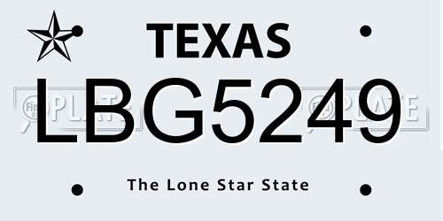 LBG5249 Texas License Plate