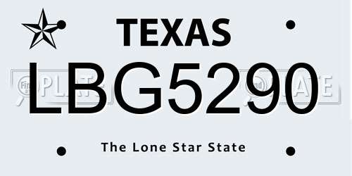 LBG5290 Texas License Plate