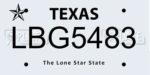 LBG5483 Texas License Plate