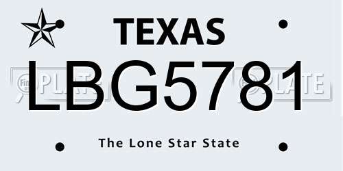 LBG5781 Texas License Plate