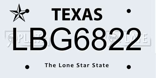 LBG6822 Texas License Plate