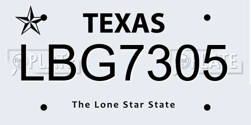 LBG7305 Texas License Plate