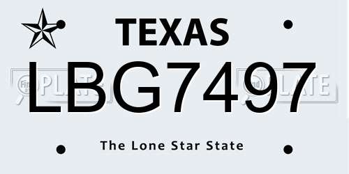 LBG7497 Texas License Plate