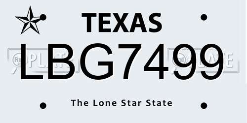 LBG7499 Texas License Plate
