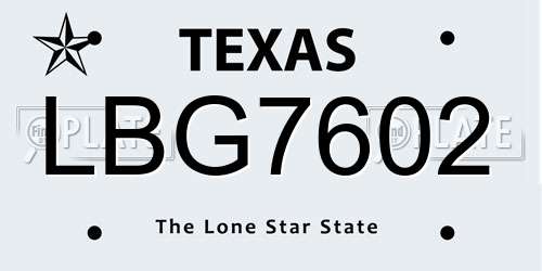 LBG7602 Texas License Plate