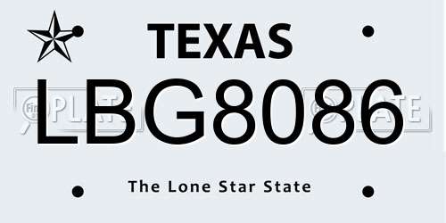 LBG8086 Texas License Plate