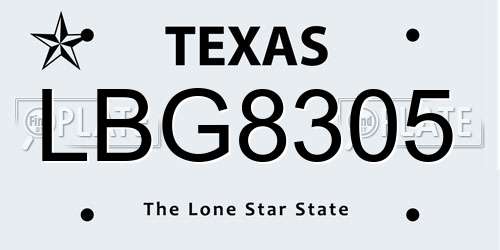 LBG8305 Texas License Plate