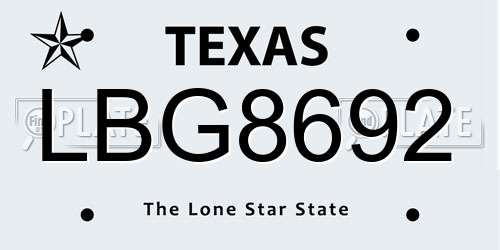 LBG8692 Texas License Plate