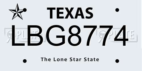 LBG8774 Texas License Plate