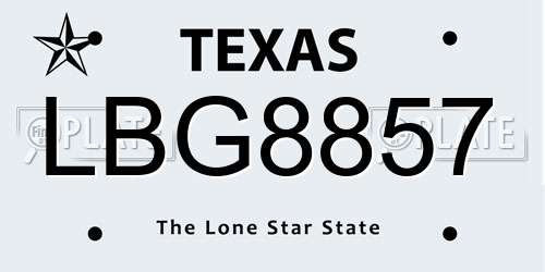 LBG8857 Texas License Plate
