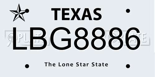 LBG8886 Texas License Plate