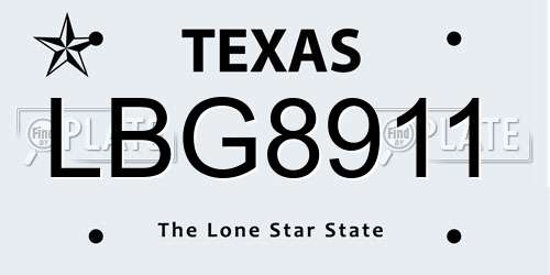LBG8911 Texas License Plate