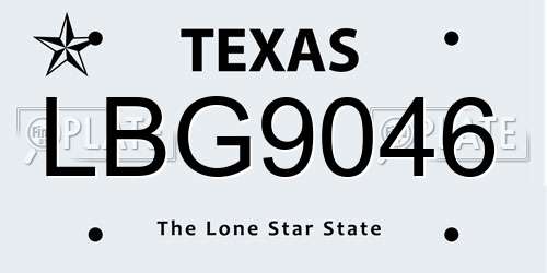 LBG9046 Texas License Plate