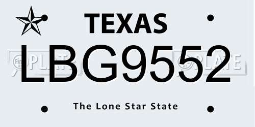 LBG9552 Texas License Plate