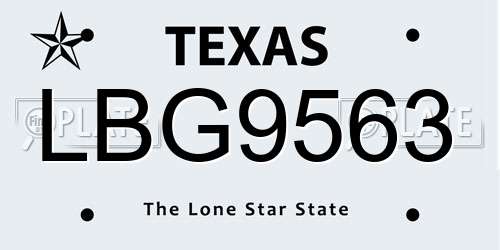 LBG9563 Texas License Plate